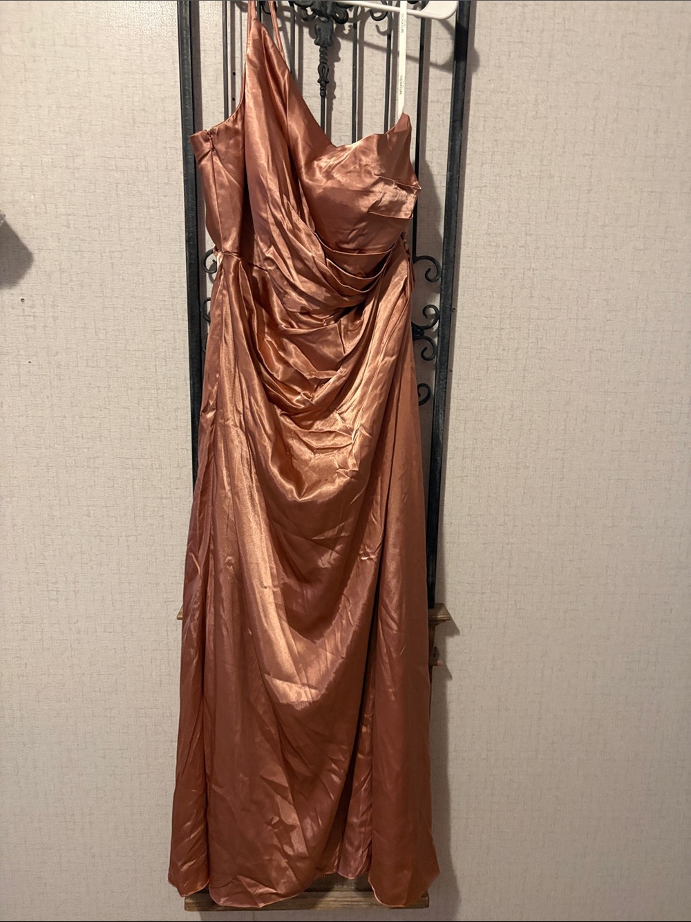 Elegant One-Shoulder Satin Dress in Copper